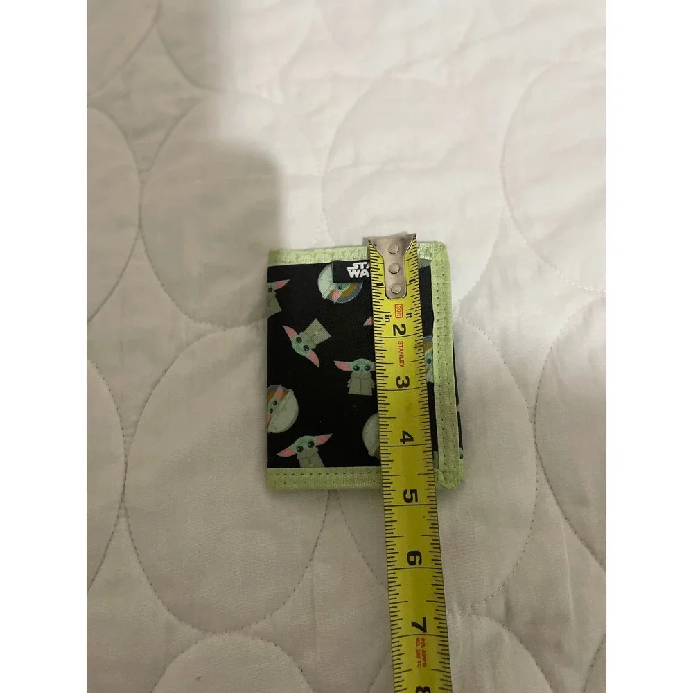 Star Wars The Mandalorian Grogu Baby Yoda Kids Trifold Wallet Black Green Canvas